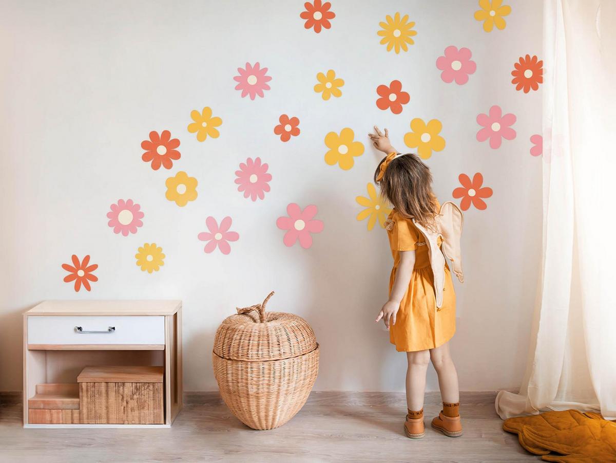 WANDAUFKLEBER 80x112cm - Dekorative Blumen - Multicolor, Kunststoff (80/112/0.1cm) - Wallfluent