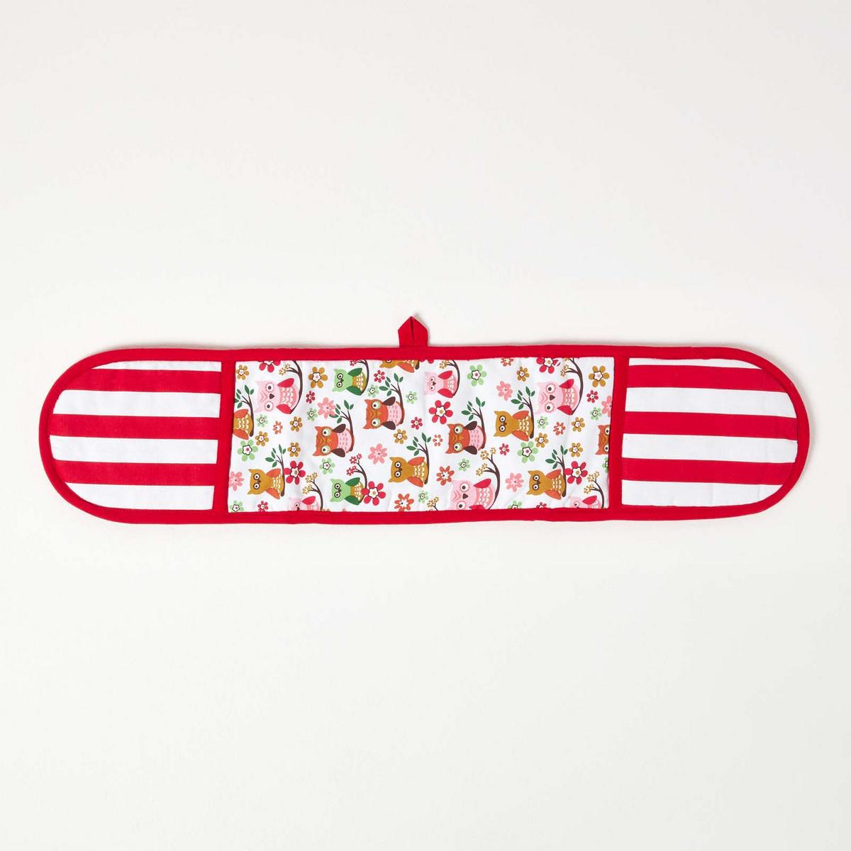 DOPPEL-OFENHANDSCHUH Eulen 18/84 cm, Baumwolle wattiert - Rot, Textil (18/84cm) - Homescapes