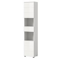 BADSCHRANK weiß Hochglanz 38 x 190 cm, Hochschrank mit viel Stauraum - Weiß Hochglanz/Schwarz, Holzwerkstoff/Kunststoff (38/190/34cm) - Inn.Furn