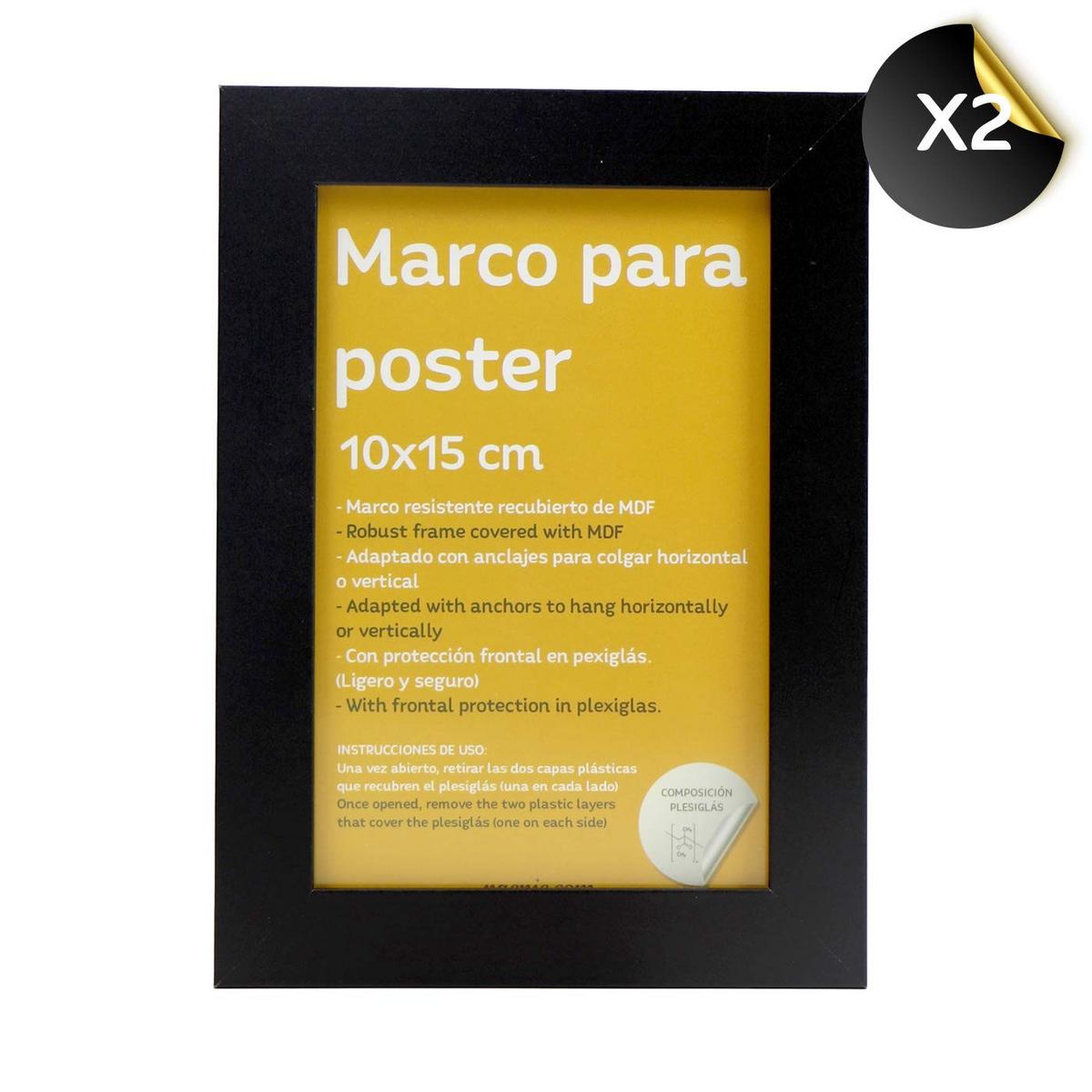 RAHMEN Set mit 10 aus MDF und Acrylglas Schutz und Aussteller für Fotografien, Bilder, Poster, Gemälde Farbe Schwarz 20x25, 13x18, 10x15 cm - Schwarz, Holz (20/3cm) - Nacnic