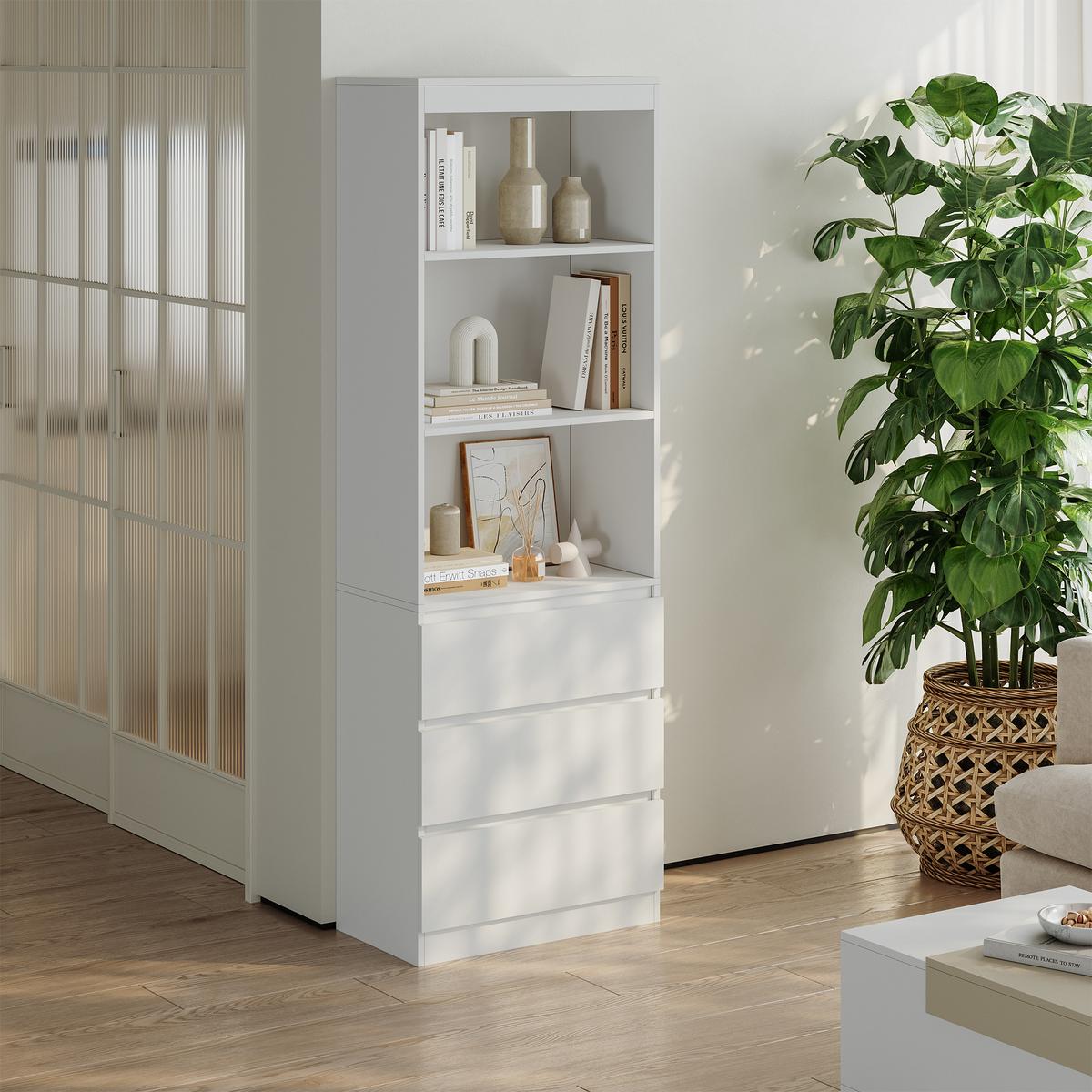 BÜCHERREGAL Les - Weiß, Holzwerkstoff (60/180/35cm) - [en.casa]