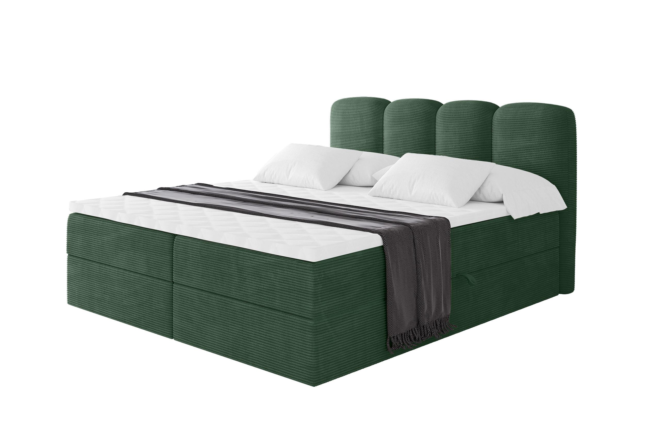 BOXBETT mit Matratze H3 - NINA - 200x200 cm Grün - Waldgrün, Holzwerkstoff (200/200cm) - ALTDECOR