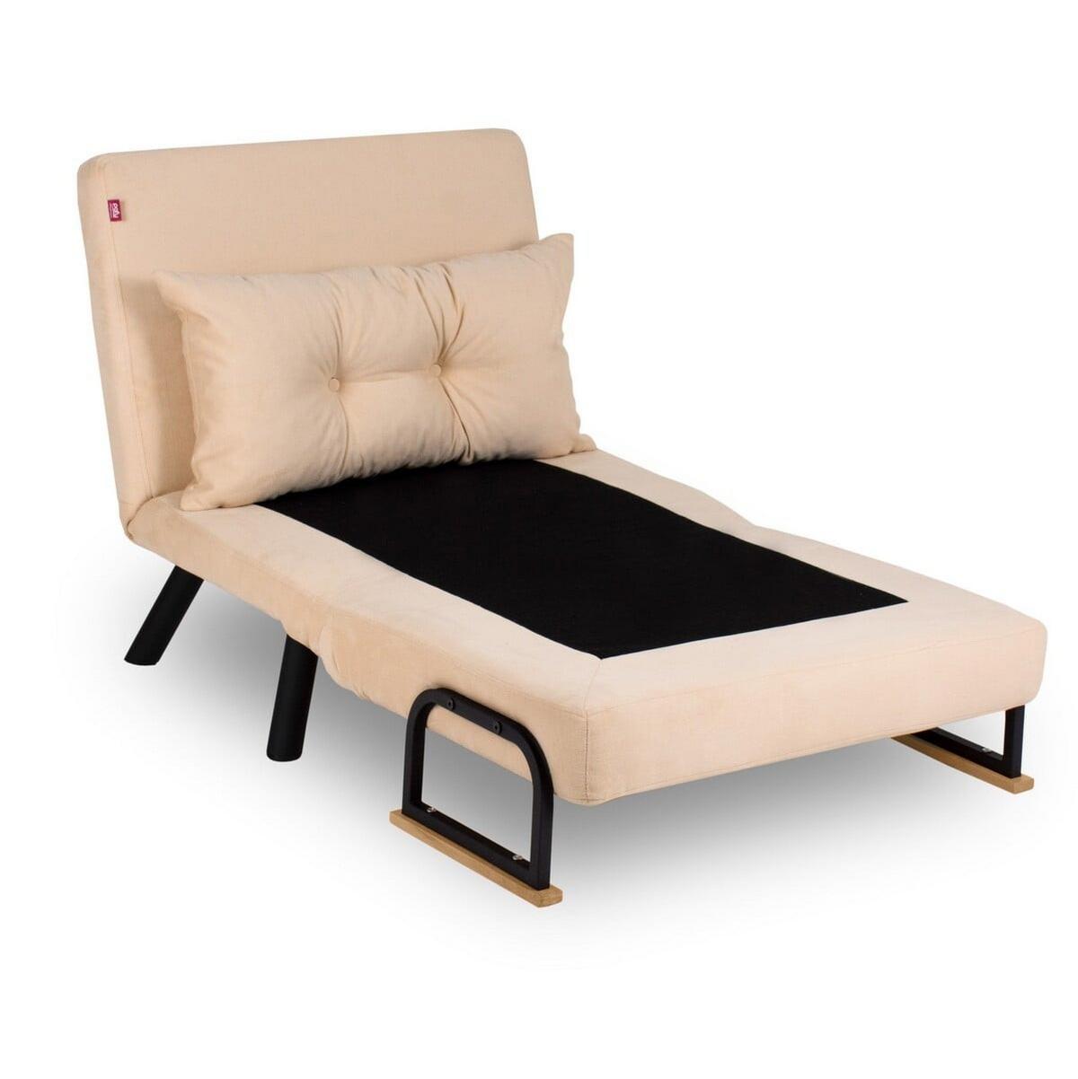 SESSEL mit Stoffbezug und Metallfüßen, umwandelbar 67/50/41 cm - Beige, Metall (50/41/60cm) - Calicosy