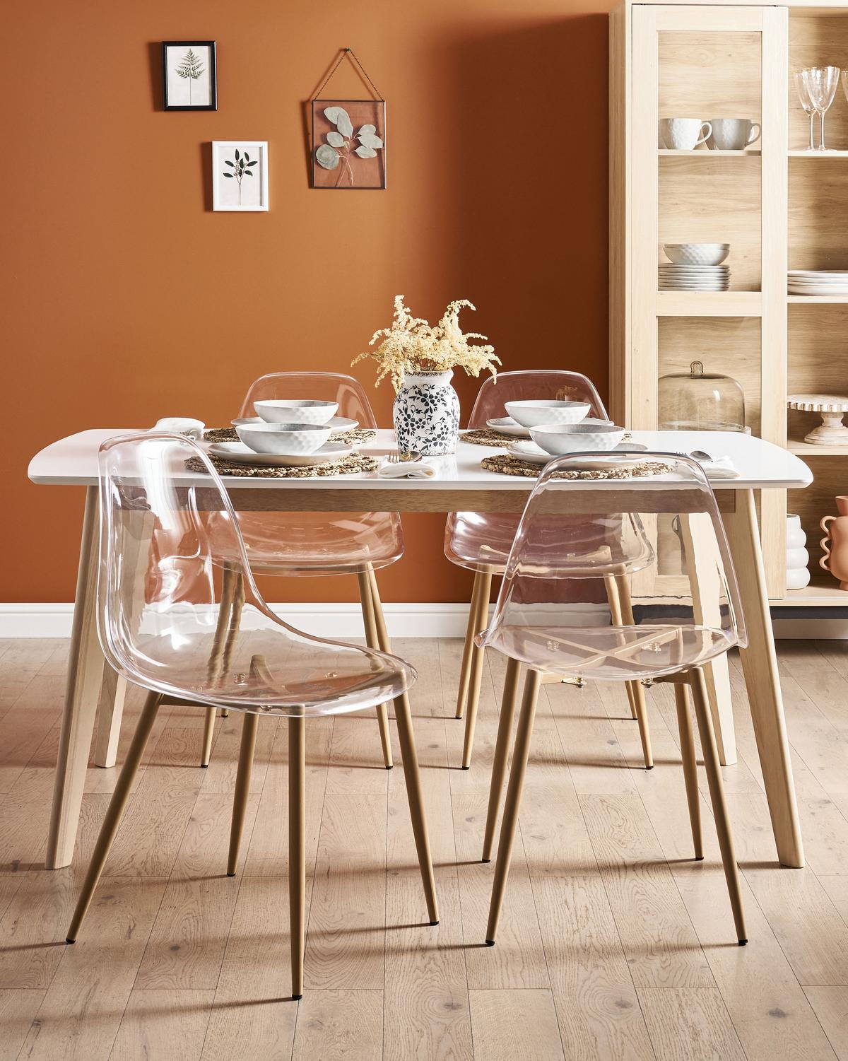 ESSZIMMERSTUHL Transparent Takilma - Transparent/Braun, Kunststoff (47/84/51cm) - Beliani