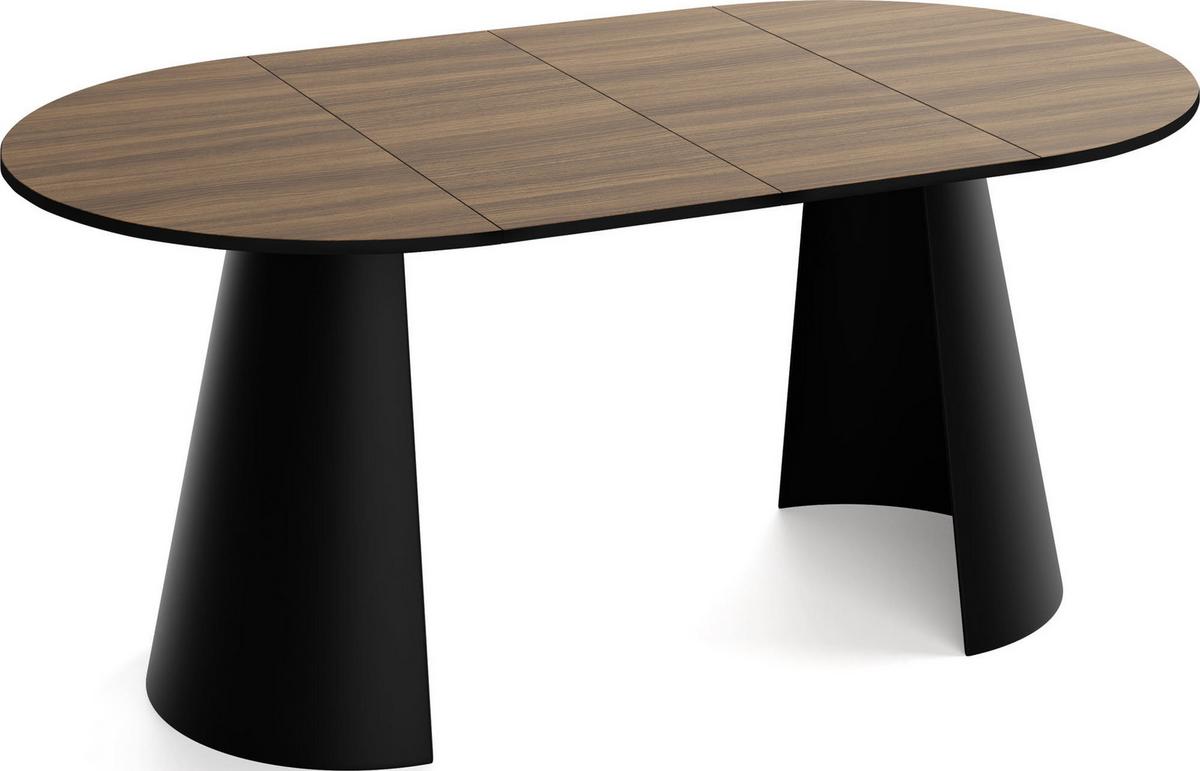 ESSTISCH Lamio runder ausziehbarer, Walnuss Braun 100-180/100/76 cm - Walnussfarben/Schwarz, Holzwerkstoff/Metall (100/176/76cm) - WFL GROUP