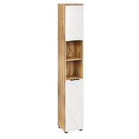 BADEZIMMERSCHRANK Manello 2 Türen Eiche mit Matt Weiß - 30 x 30 x 192 cm - Eichefarben/Weiß, Holz (30/192/30cm) - Badplaats