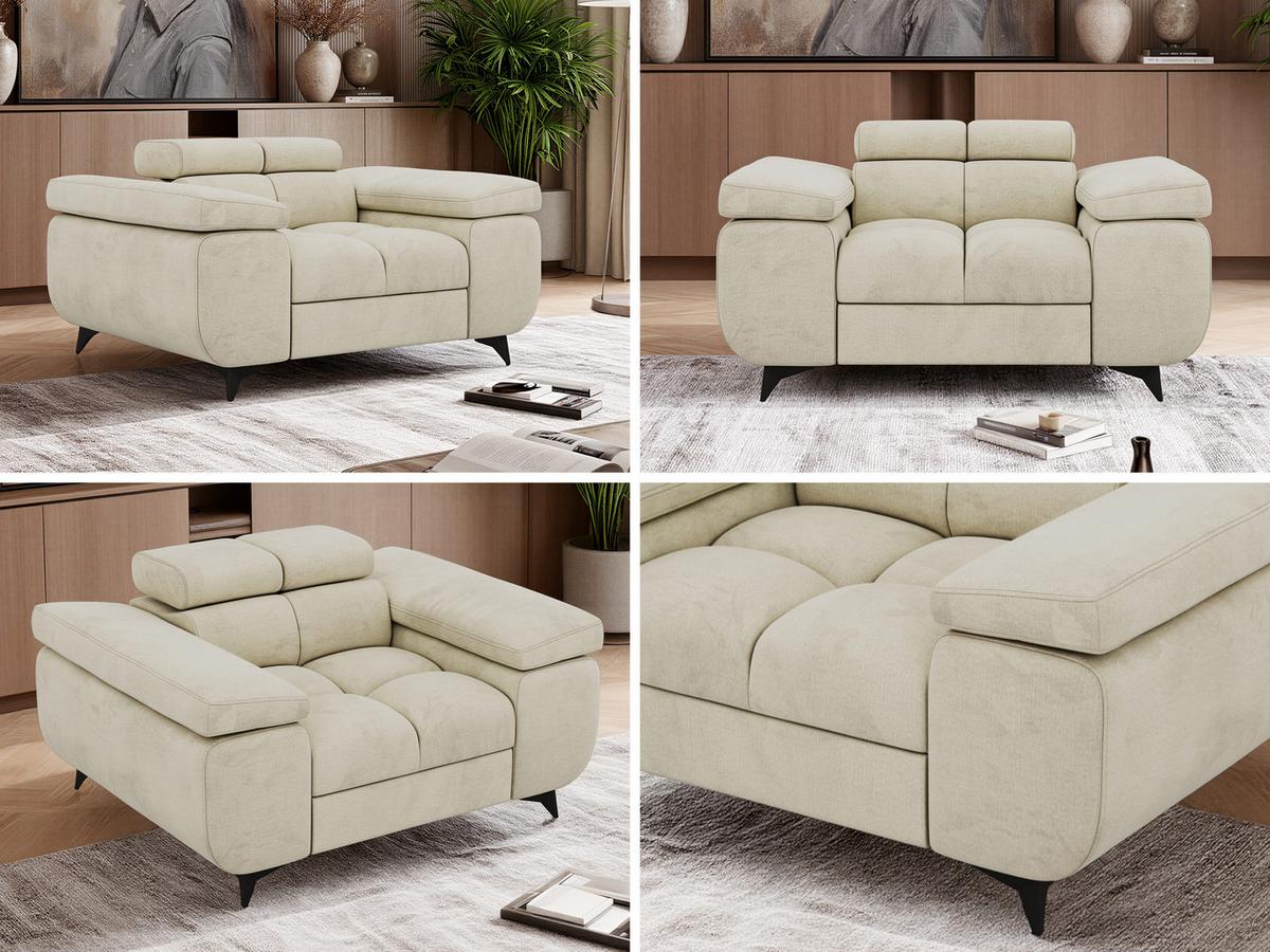 SESSEL NIDELLO - Beige Velvet - Beige/Schwarz, Textil/Metall (130/70/97cm) - MKS