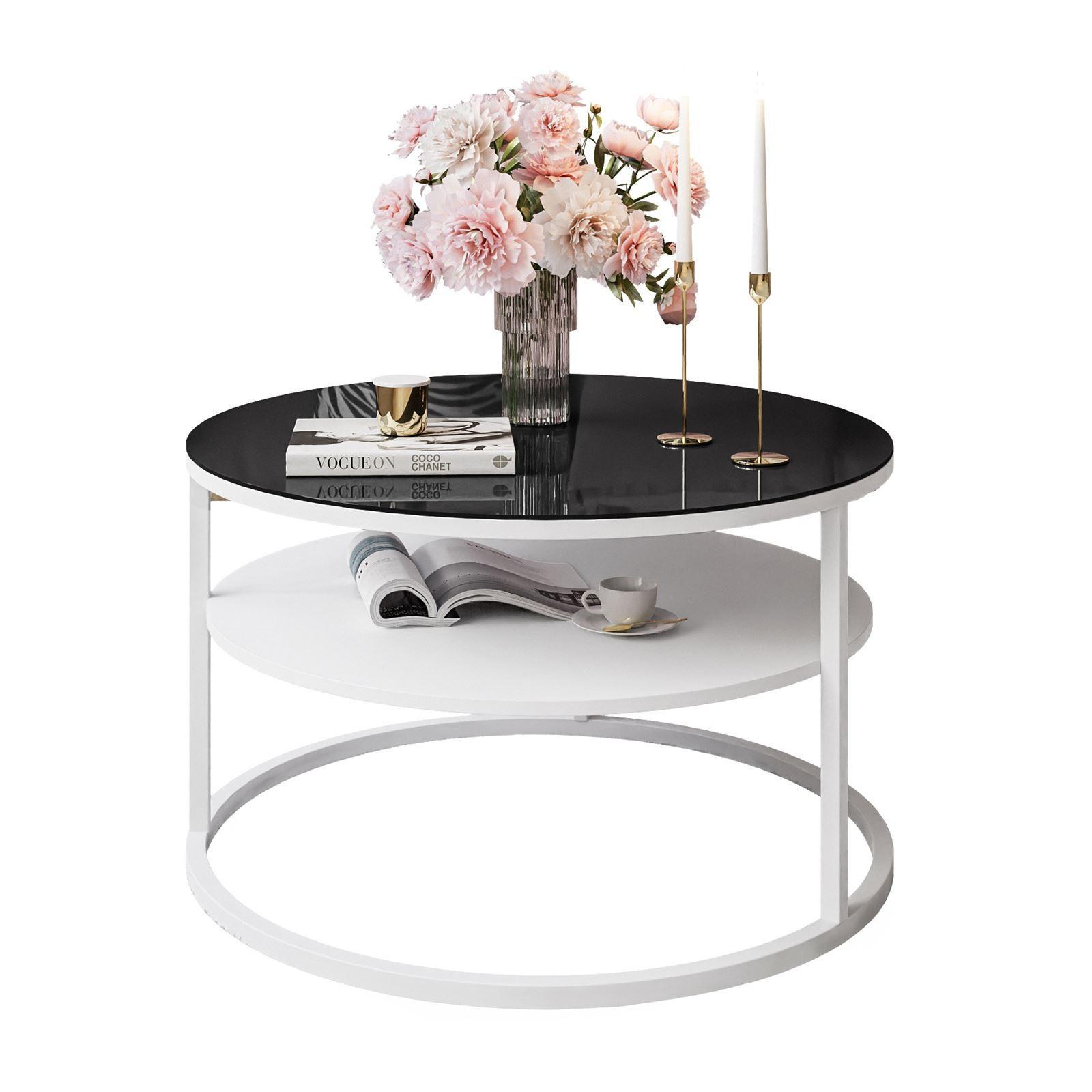 COUCHTISCH CIRI GLASS mit Regal - Schwarz/Weiß, Glas (70/70/47.4cm) - Lookway