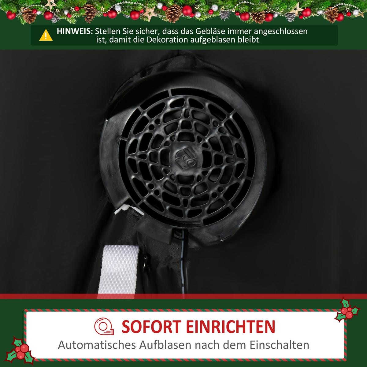 AUFBLASBAR Weihnachtsdeko 2,4 m Weihnachtsmann mit LED-Beleuchtung Gartendeko - Rot, Kunststoff (100/240/140cm) - HOMCOM