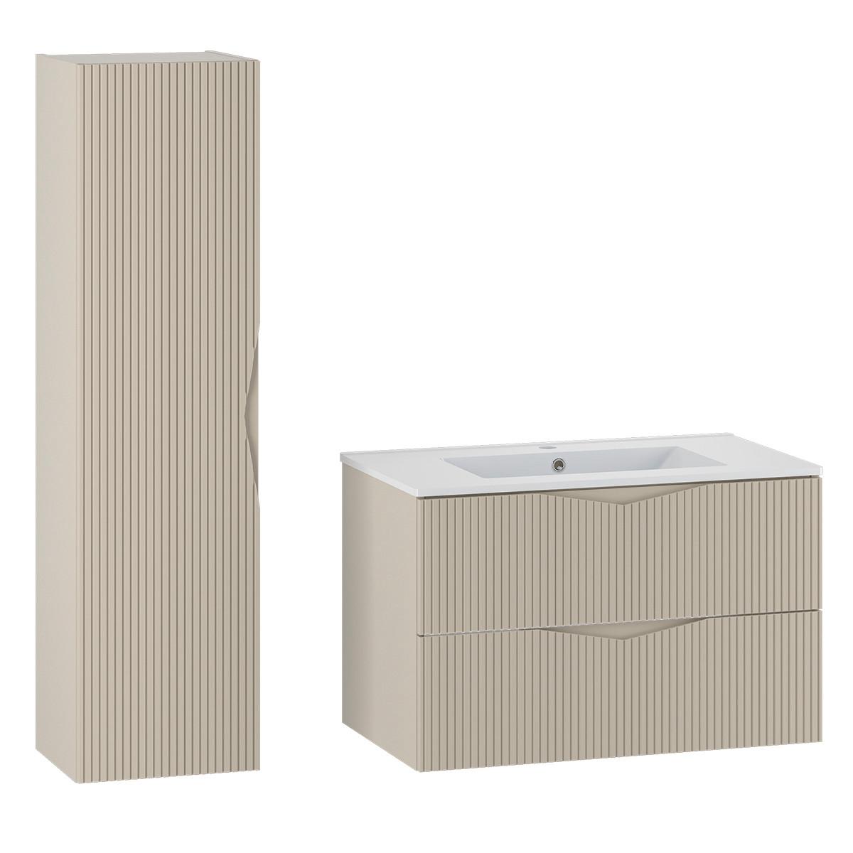 BADMÖBEL 80cm Tao 2er-Set Kaschmir - Beige, Holzwerkstoff (80/50/45.8cm) - Petits-meubles