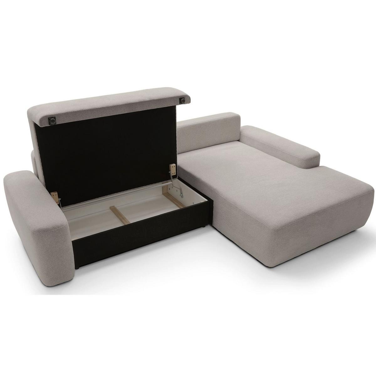 ECKSOFA Baleo Greige Chenille-Bezug - Taupe/Schwarz, Kunststoff/Textil (162/264cm) - Selsey
