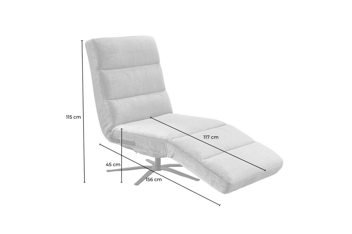 RELAXLIEGE ALINA Gelb Cord Relaxfunktion, Drehbar (360°) - Gelb/Schwarz, Textil/Metall (82/115/156cm) - KAWOLA