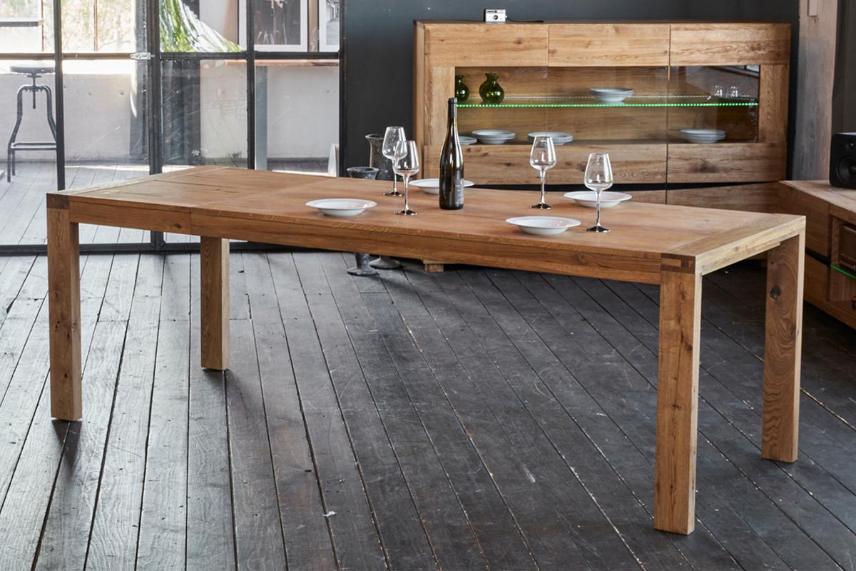 ESSTISCH LIAN Holz - Zwetschgeholzfarben/Naturfarben, Eichenholz/Holz (100/200/76cm) - KAWOLA