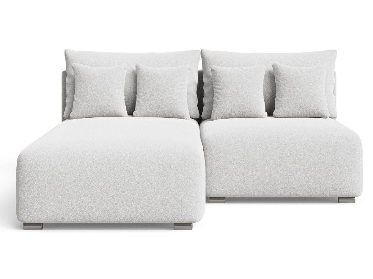 ECKSOFA Ronni Bouclé-Stoff Weiß Links - Weiß, Holz/Textil (206/190cm) - Graingold