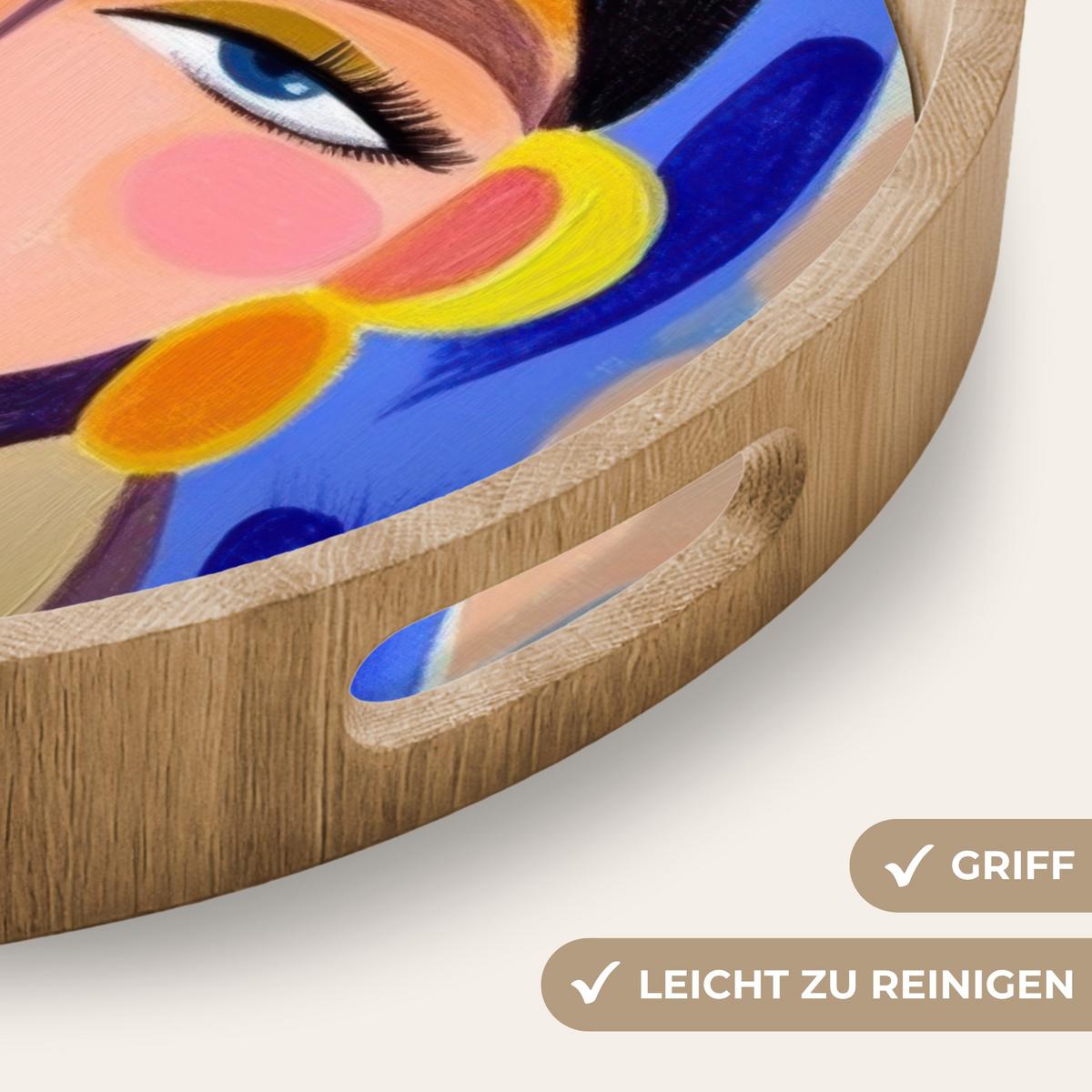 TABLETT Porträt - Frau - Modern 50x50 cm - Multicolor, Holz (50/5/5cm) - OnlyWow
