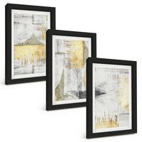 BILDER SET 3er Set - 20x30 cm Schwarzer Rahmen - Abstrakte modische Malereimuster - Schwarz, Kunststoff (20/30cm) - TULUP