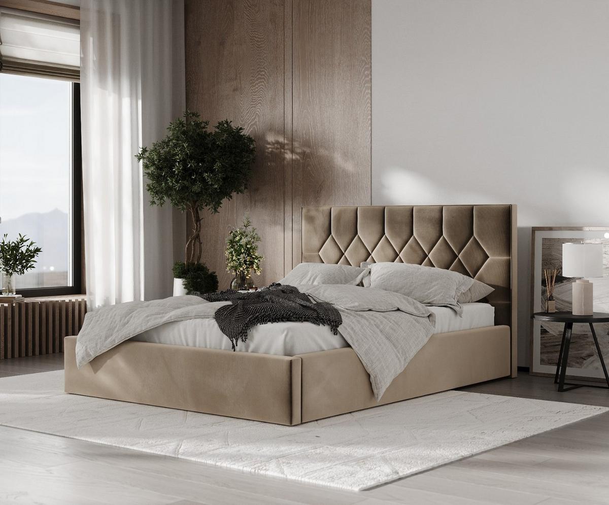 POLSTERBETT Brisa 180/200 cm Taupe im Paros Stoff - Taupe/Schwarz, Holz/Holzwerkstoff (180/200cm) - AltaBeds