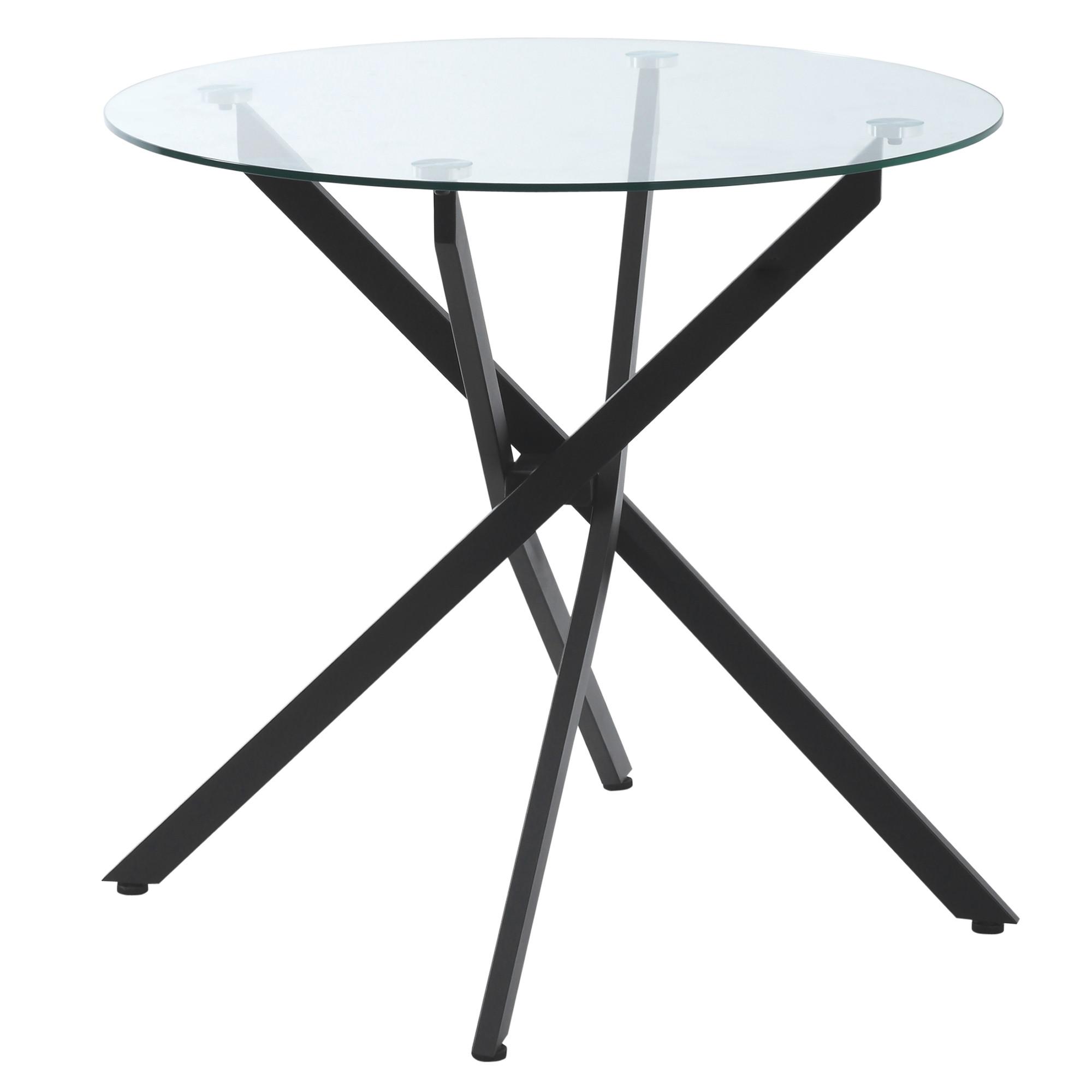 ESSTISCH, Rund Küchentisch für 4 Personen, runder Esszimmertisch Hartglas - Schwarz, Metall (80/80/75cm) - HOMCOM