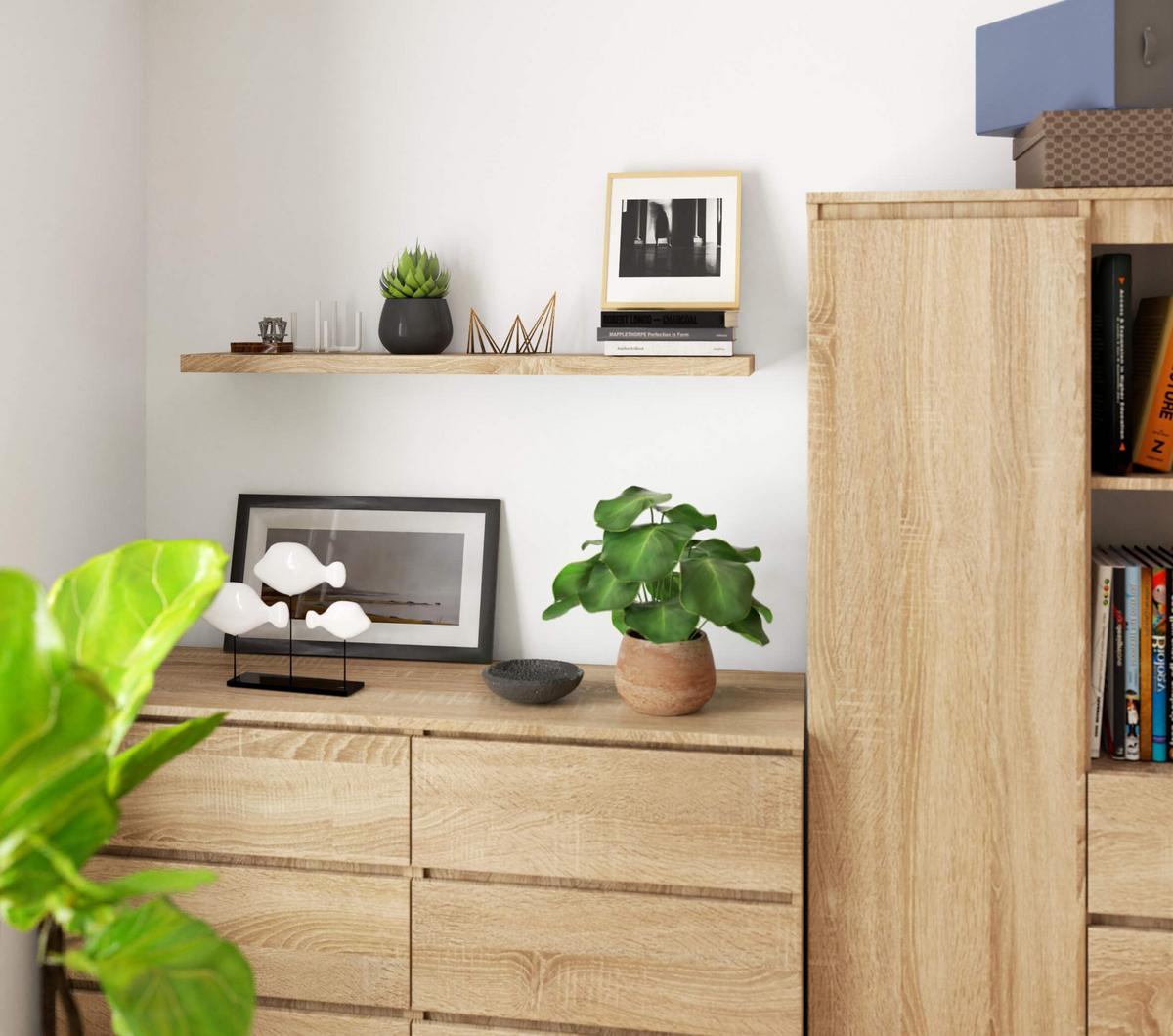 WANDREGAL Eiche Sonoma 3/100/20 - Sonoma Eiche, Holzwerkstoff (100/3/20cm) - RAUMHIRSCH FURNITURE