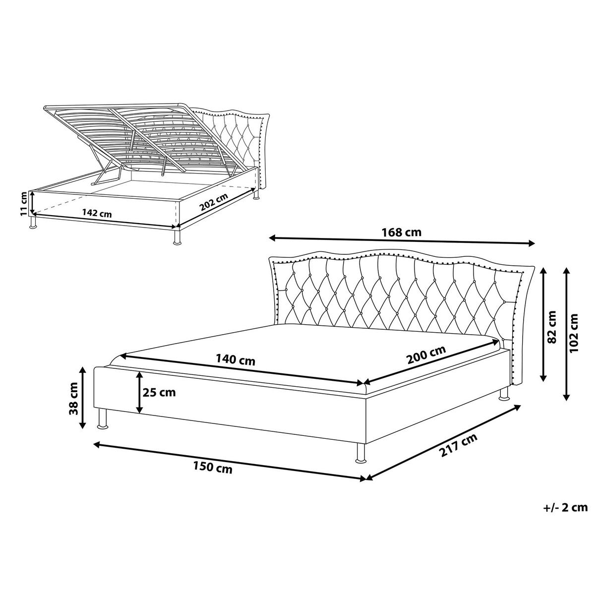BETT 140/200cm Weiß Metz - Weiß, Textil (140/200cm) - Beliani