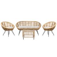 4-SITZER LOUNGE SET Rattan Natürlich Maratea/Cesenatico - Naturfarben, Naturmaterialien - Beliani