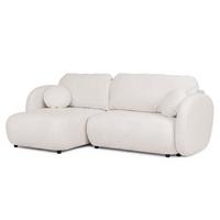 ECKSOFA Candy mit Schlaffunktion Weiß Bouclé-Stoff - Ottomane links - Schwarz/Weiß, Holz/Kunststoff (230/146cm) - S-Style Möbel