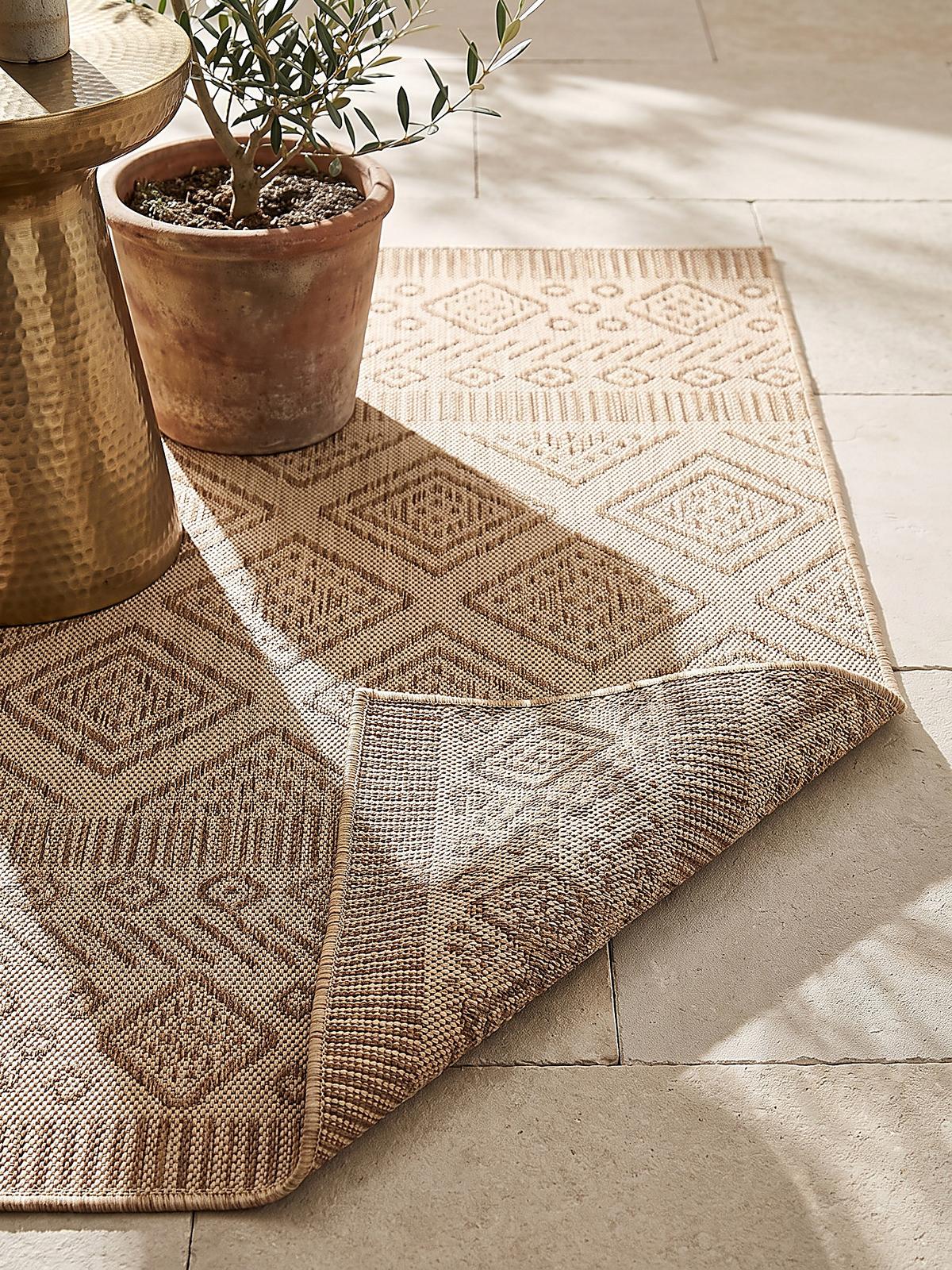 TEPPICH Flachgewebe, Outdoor, Fußbodenheizung-geeignet, mit Rautenmuster, VIGOLENO in Beige-Braun, 120 x 160 cm - Beige, Textil (120/160cm) - KADIMA DESIGN