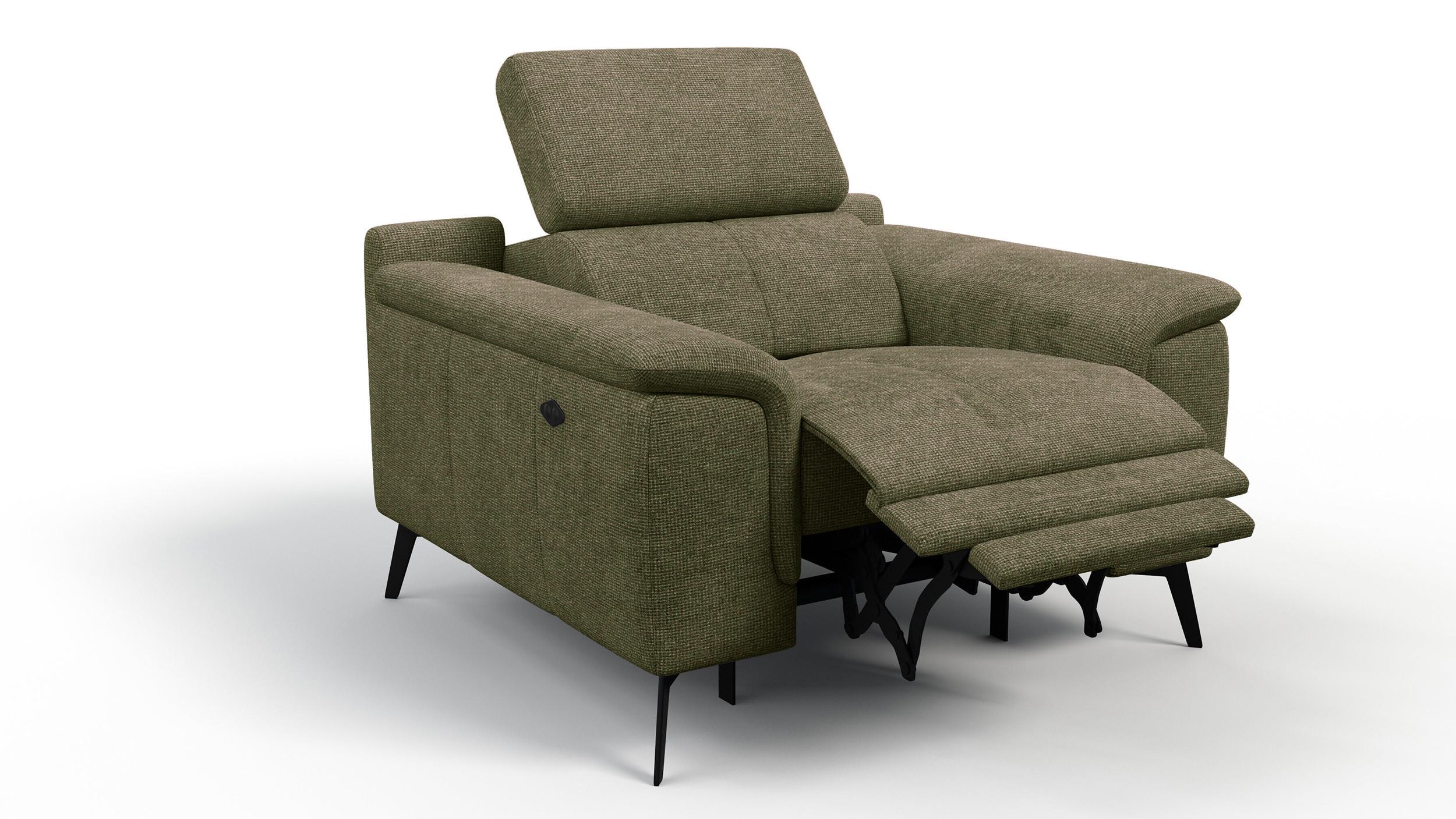 SESSEL FIERO mit Relaxfunktion, olivgrün - Schwarz/Olivgrün, Holzwerkstoff/Textil (114/82/103cm) - Wozimo