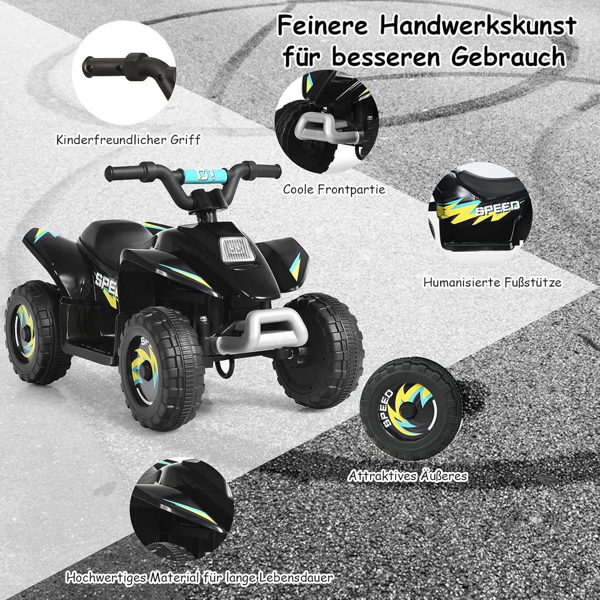 KINDERMOTORRAD 6V Elektro Kinderquad Schwarz - Schwarz, Kunststoff (73/44.5/40cm) - COSTWAY