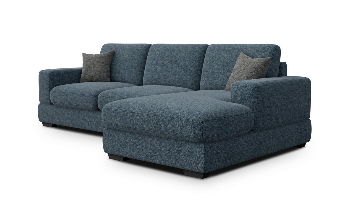 ECKSOFA OTTO 4-Sitzer, marineblau - Blau/Schwarz, Holz/Textil (279/159cm) - Wozimo