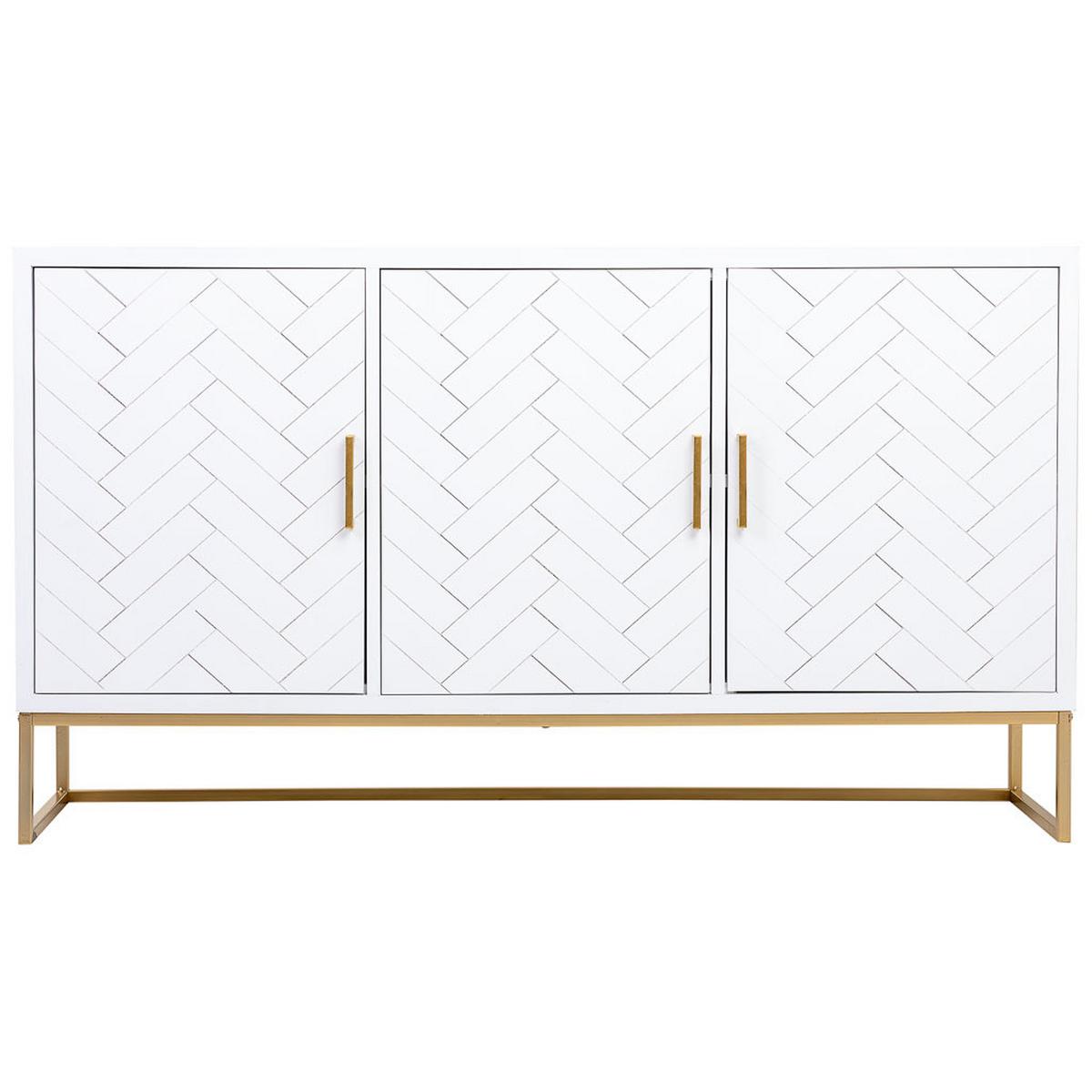 SIDEBOARD mit 3 türiges aus holz und metall 160x41x90 cm - Weiß, Holz (160/90/41cm) - Wanderlust