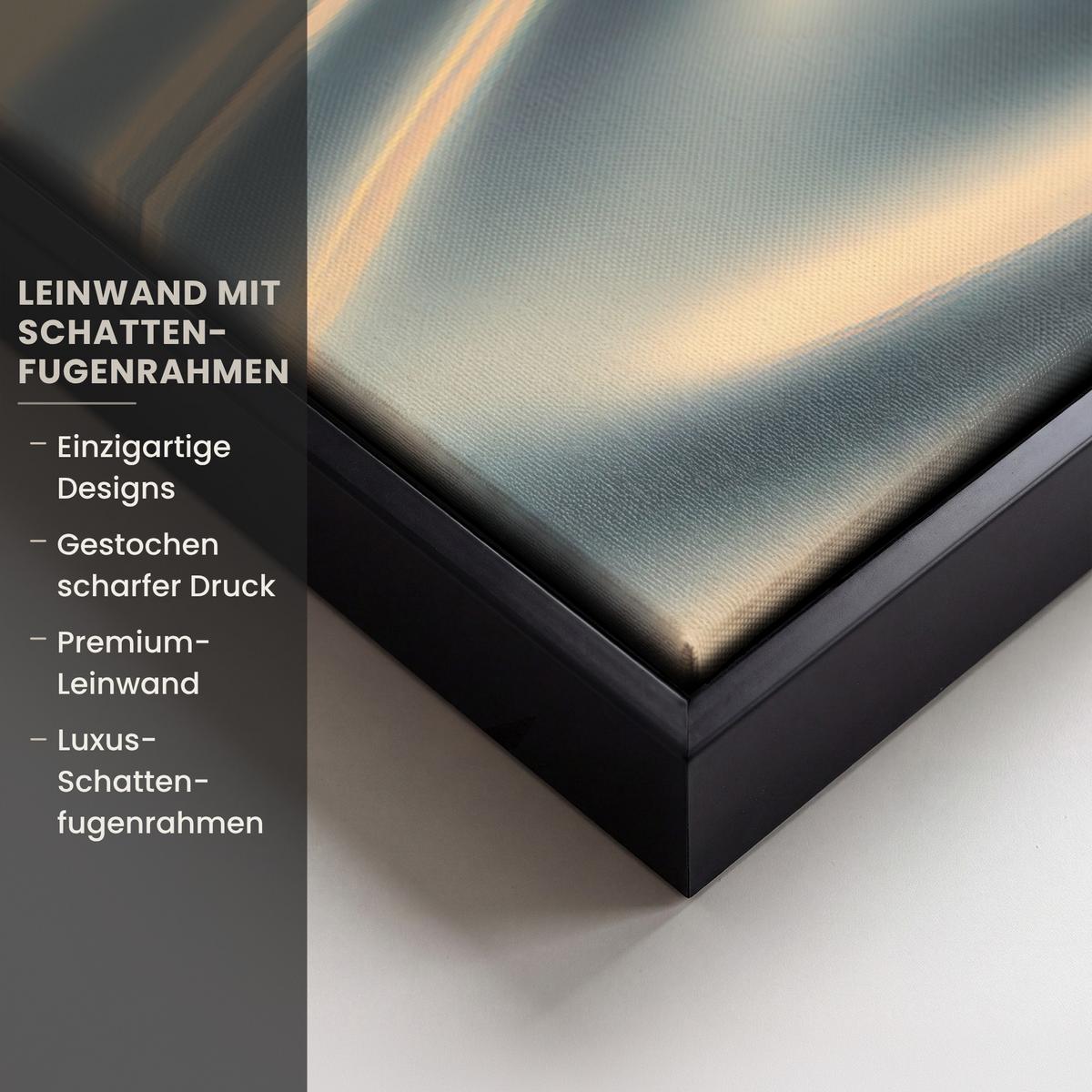 LEINWAND Bilder mit Rahmen - Herz - Wasser - Sonnenuntergang - Natur - Zen - 90x60 - Bernsteinfarben, Textil (90/60cm) - MuchoWow