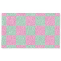 FUSSMATTE Schachbrettmuster - Grün - Rosa - Würfel Fußabtreter 150x90 cm - Mintgrün, Kunststoff (150/0.4cm) - MuchoWow