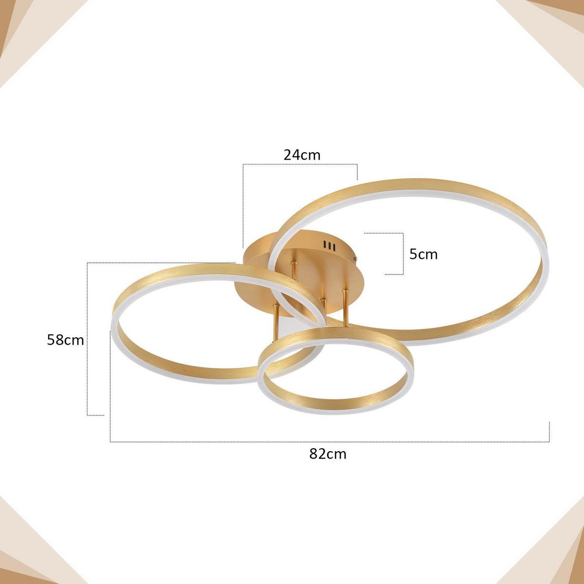 LED-DECKENLEUCHTE Macchia 58/82/24cm - Goldfarben, Metall (82/58/24cm) - Nettlife