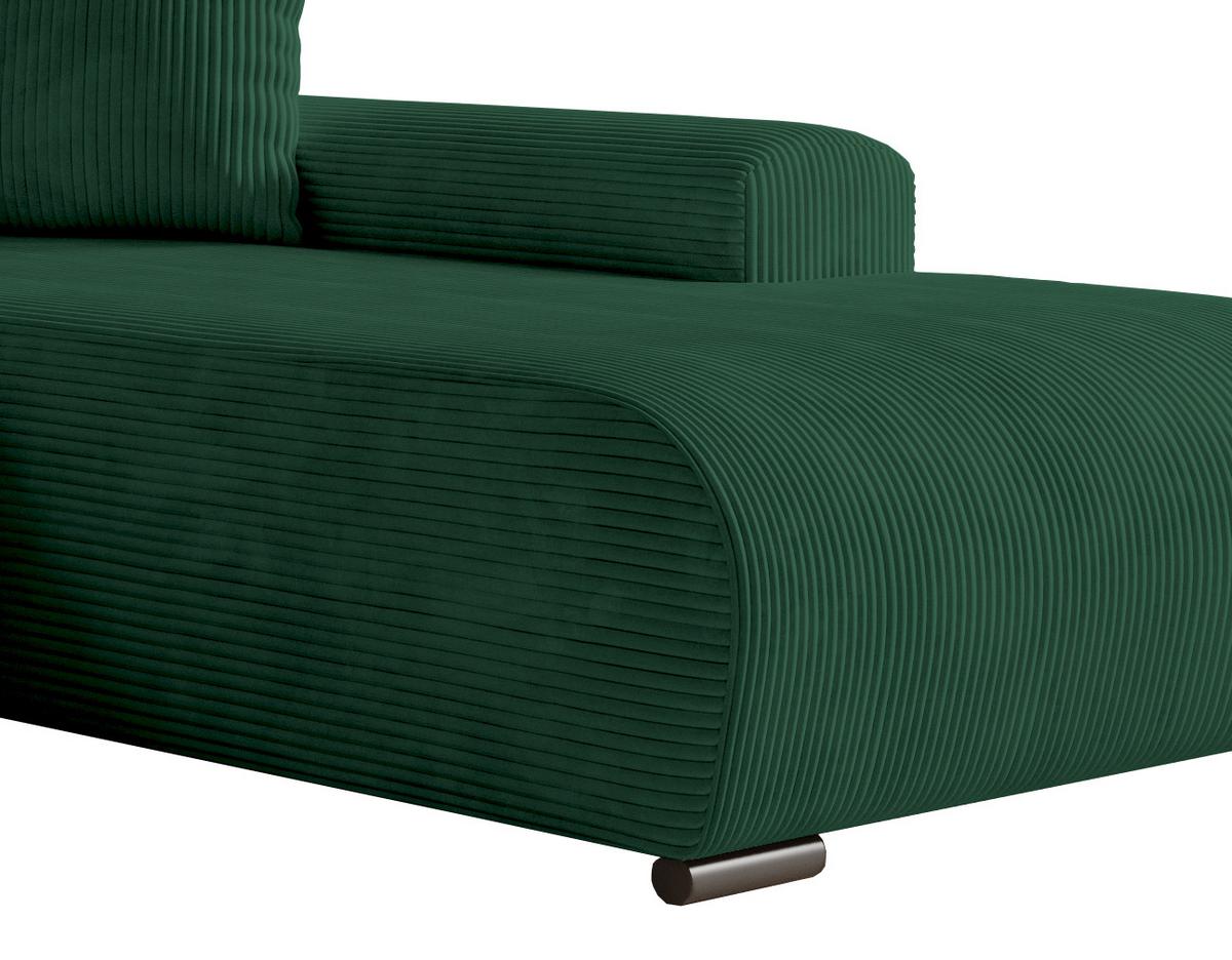 ECKSOFA Nelly mit Bettkasten und Schlaffunktion, Cordstoff in L-Form - Grün, Textil (270/185cm)