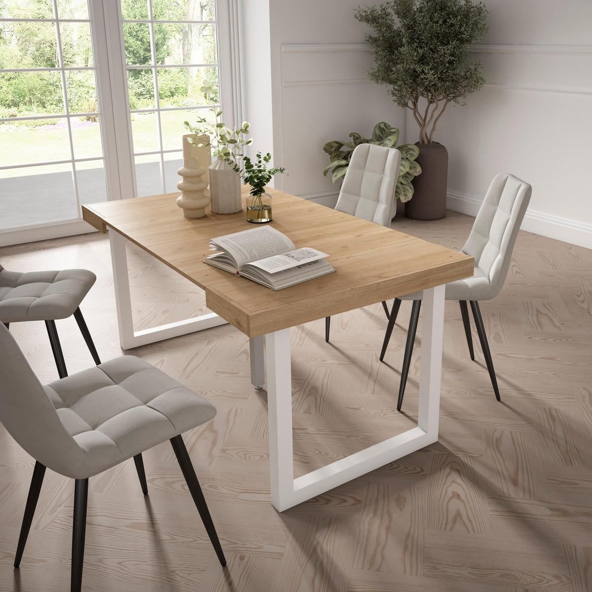 KONSOLENTISCH ausziehbar 58 bis 160cm, für 8 Gäste, eiche, 90/58/73cm - Eichefarben, Holzwerkstoff (90/160/73cm) - Skraut Home