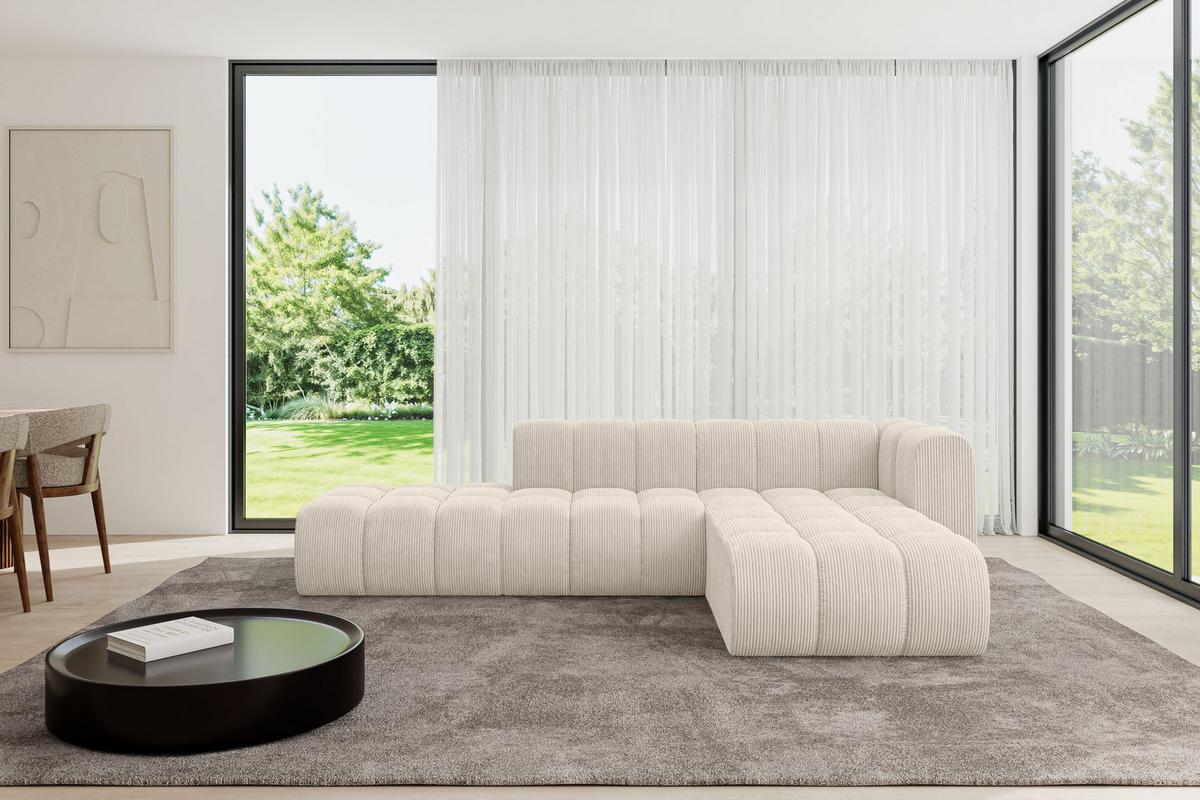 ECKSOFA modulares Sofa Zuvon-L1 - 296x177x70 cm Beige - Beige, Holzwerkstoff/Textil (296/177cm) - ALTDECOR