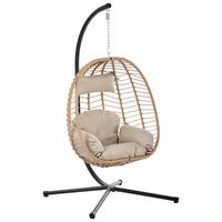 HÄNGESESSEL mit Gestell Metall Naturfarben Pallare - Beige/Schwarz, Textil (104/195/102cm) - Beliani