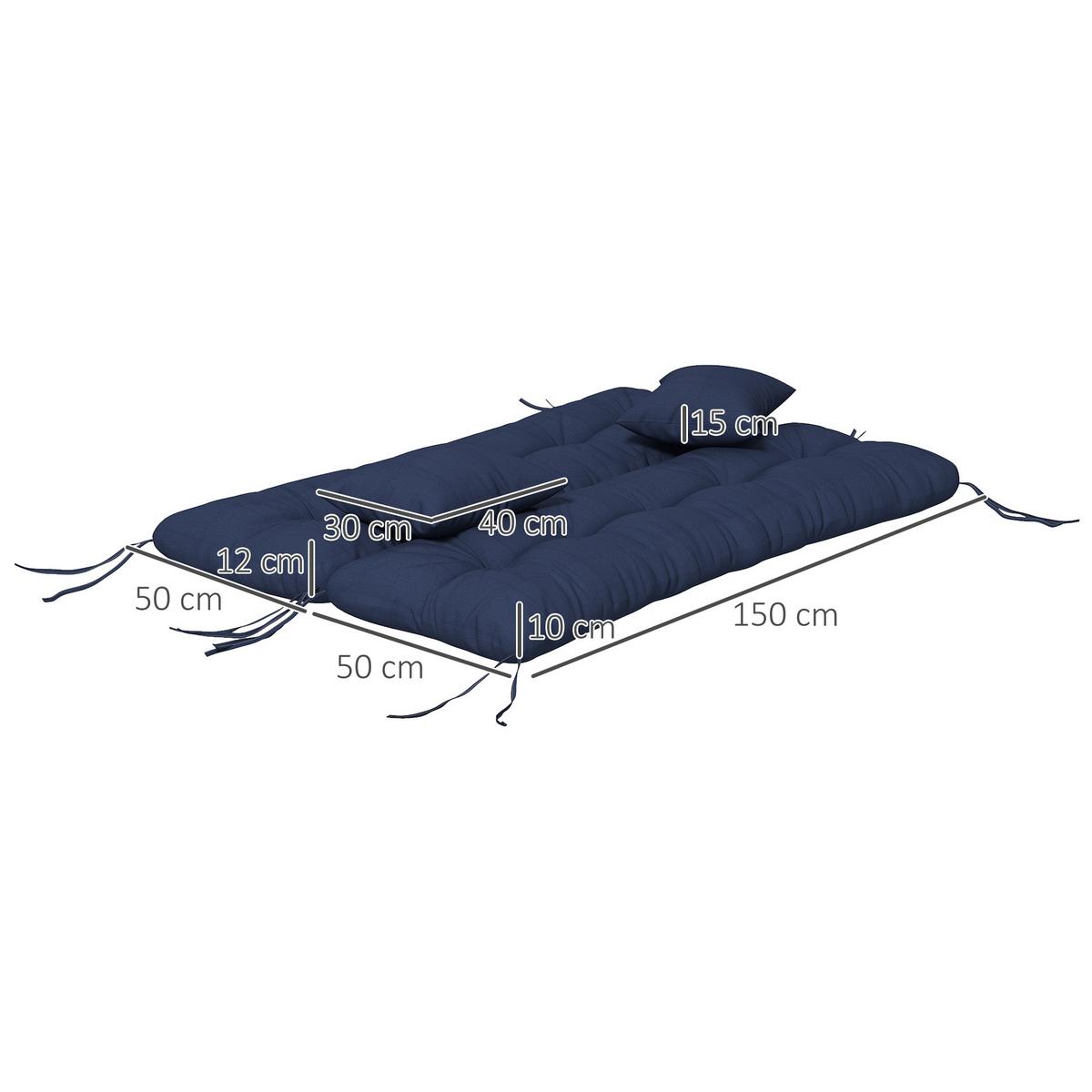 SITZKISSEN 4er Set Polyester PP-Baumwolle Marineblau - Blau, Textil (50/12/150cm) - Outsunny