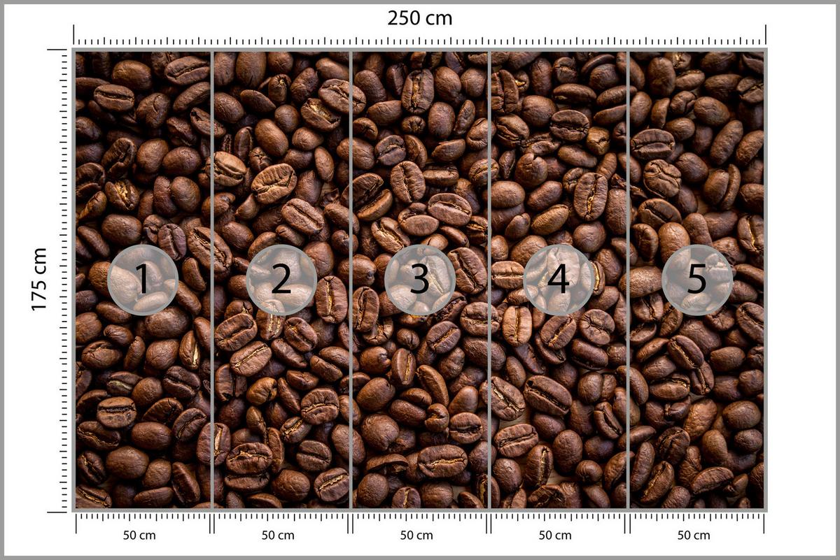 FOTOTAPETE für Esszimmer Kaffee Kaffeebohnen 3D 250x175 - Braun, Papier (250/175cm) - Muralo