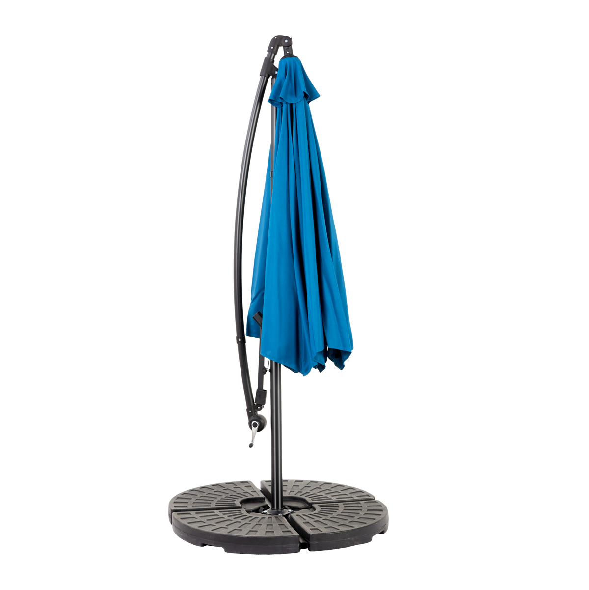 AMPELSCHIRM 294 cm Blau Stahl Hängender Gartenschirm mit Kurbel & Neigungsfunktion für Terrasse - Dunkelblau, Metall (294/294cm) - Urban Meuble