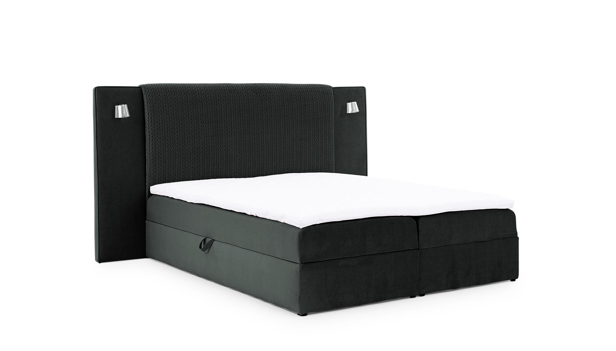 BOXBETT Marten Magic Velvet Set.1 - Schwarz, Holzwerkstoff/Textil (120/200cm) - Fun Möbel