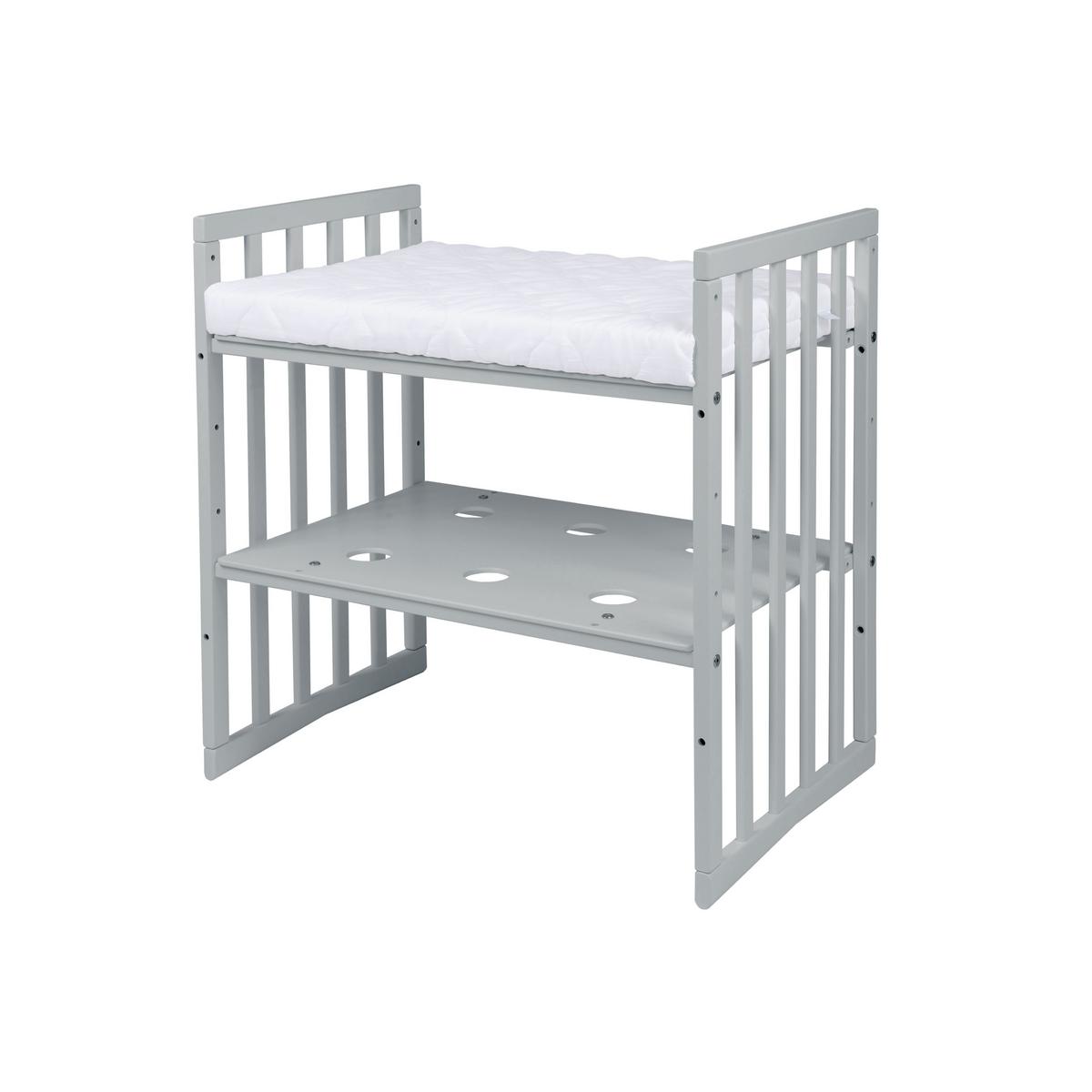 BABYBETT GREY OVAL 7in1 mit Matratze - Grau, Holz/Textil (73/125cm) - waldin