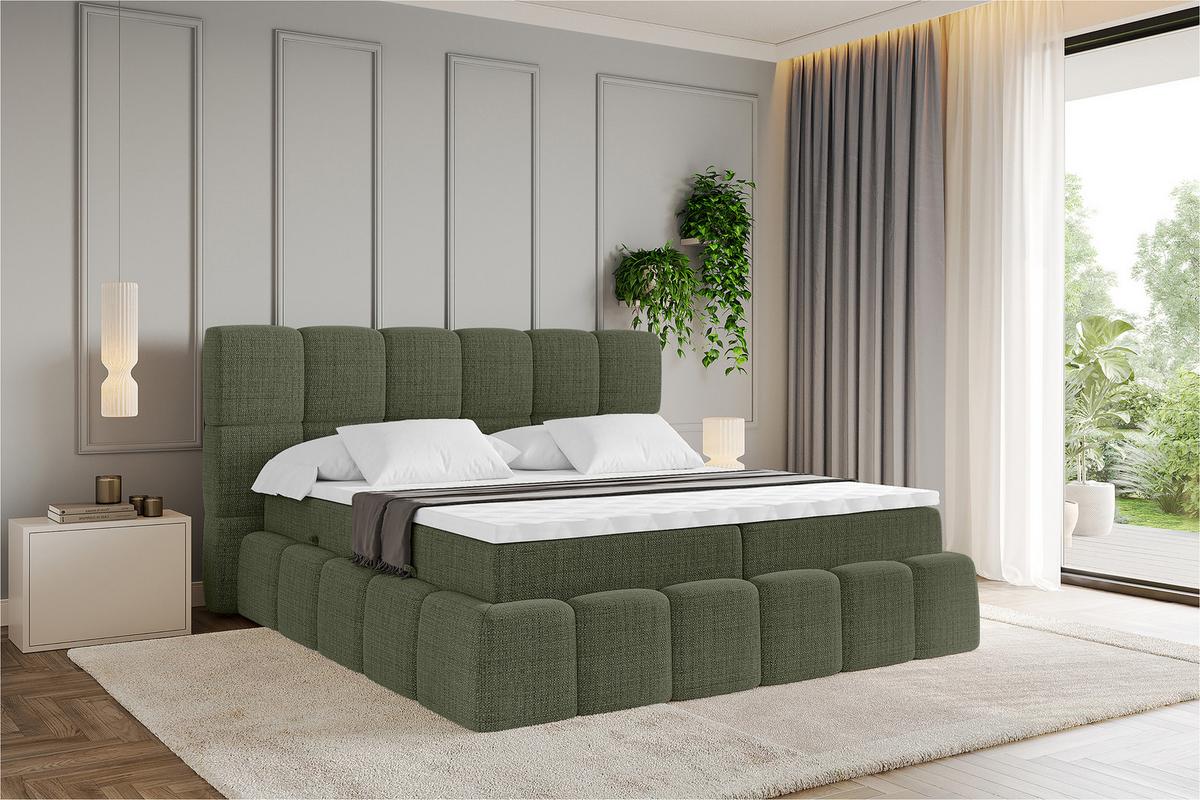 BOXBETT - AURI-H3 - 180x200 Grün Aragon - Grün, Holzwerkstoff (180/200cm) - ALTDECOR