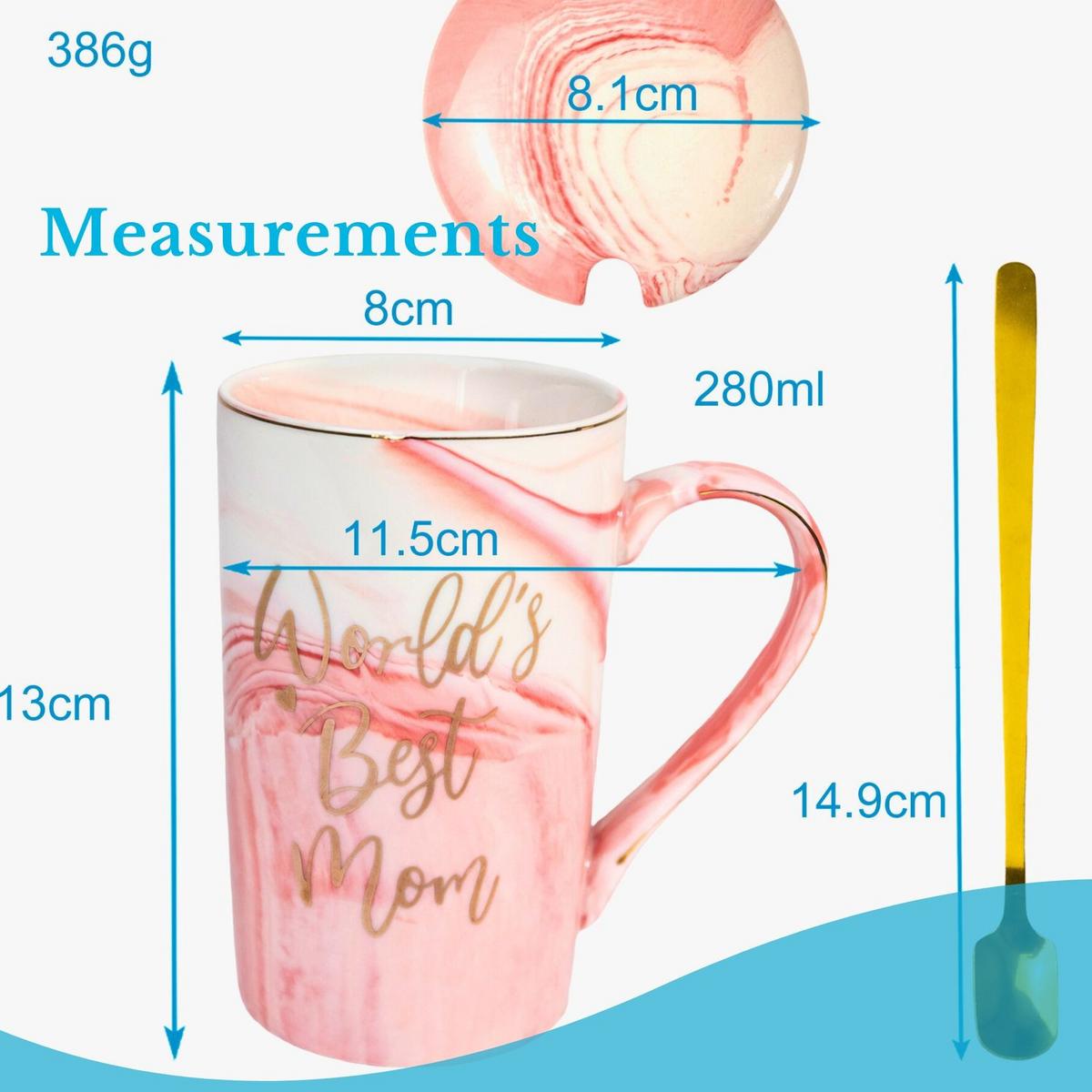 KAFFETASSE mit Deckel Muttertags Geschenk 280 ml - Rosa, Keramik (0.28L) - Intirilife
