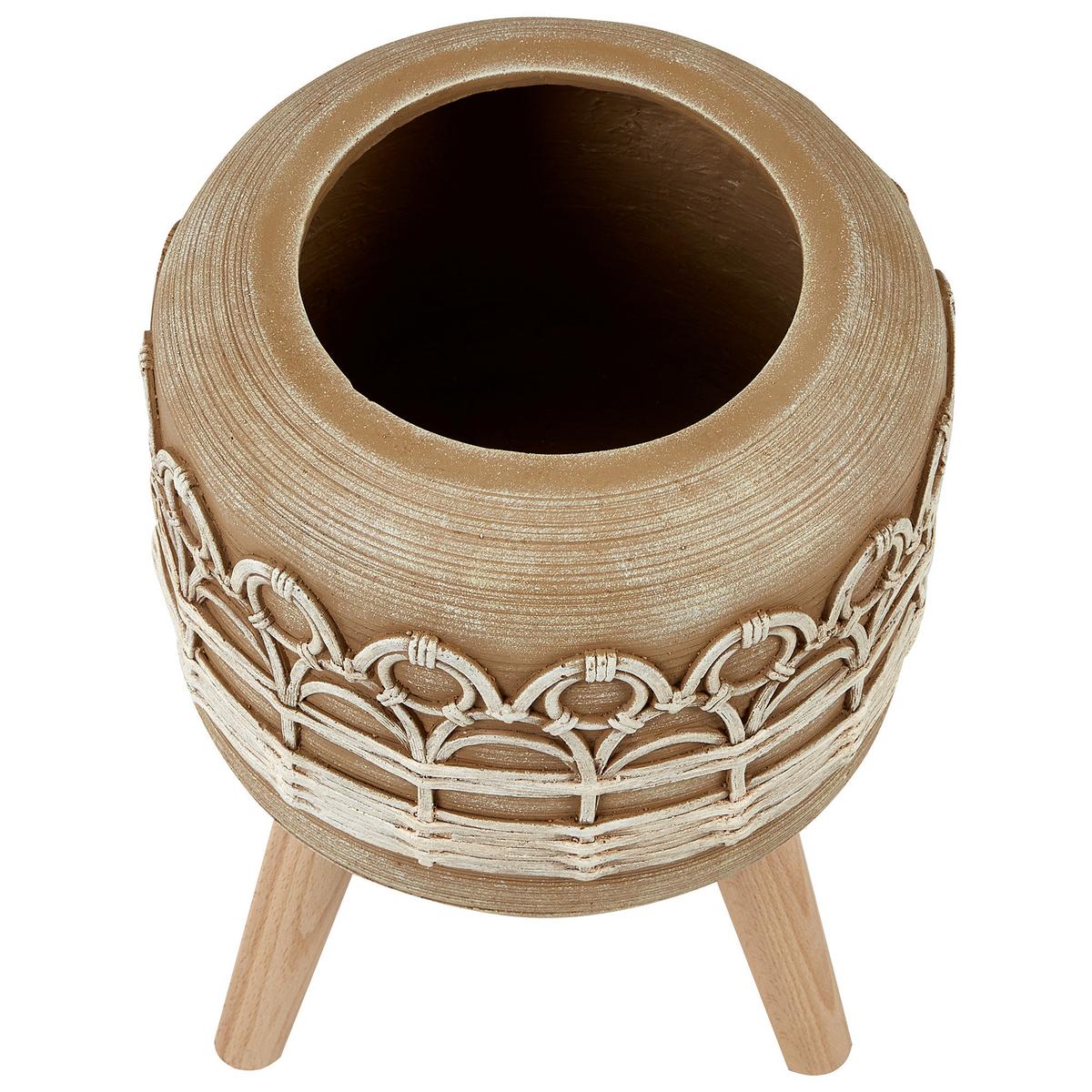 BLUMENTOPF Braun Cyrtomium - Hellbraun/Beige, Stein (42cm) - Beliani