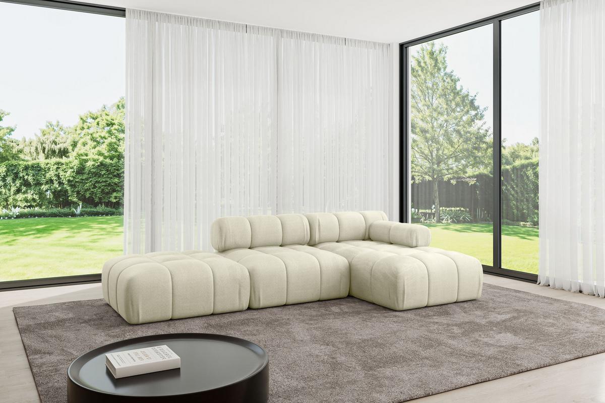 ECKSOFA modulares Sofa Lizur-L1 - 285x160x70 cm Beige Velours - Beige, Holzwerkstoff/Textil (285/160cm) - ALTDECOR