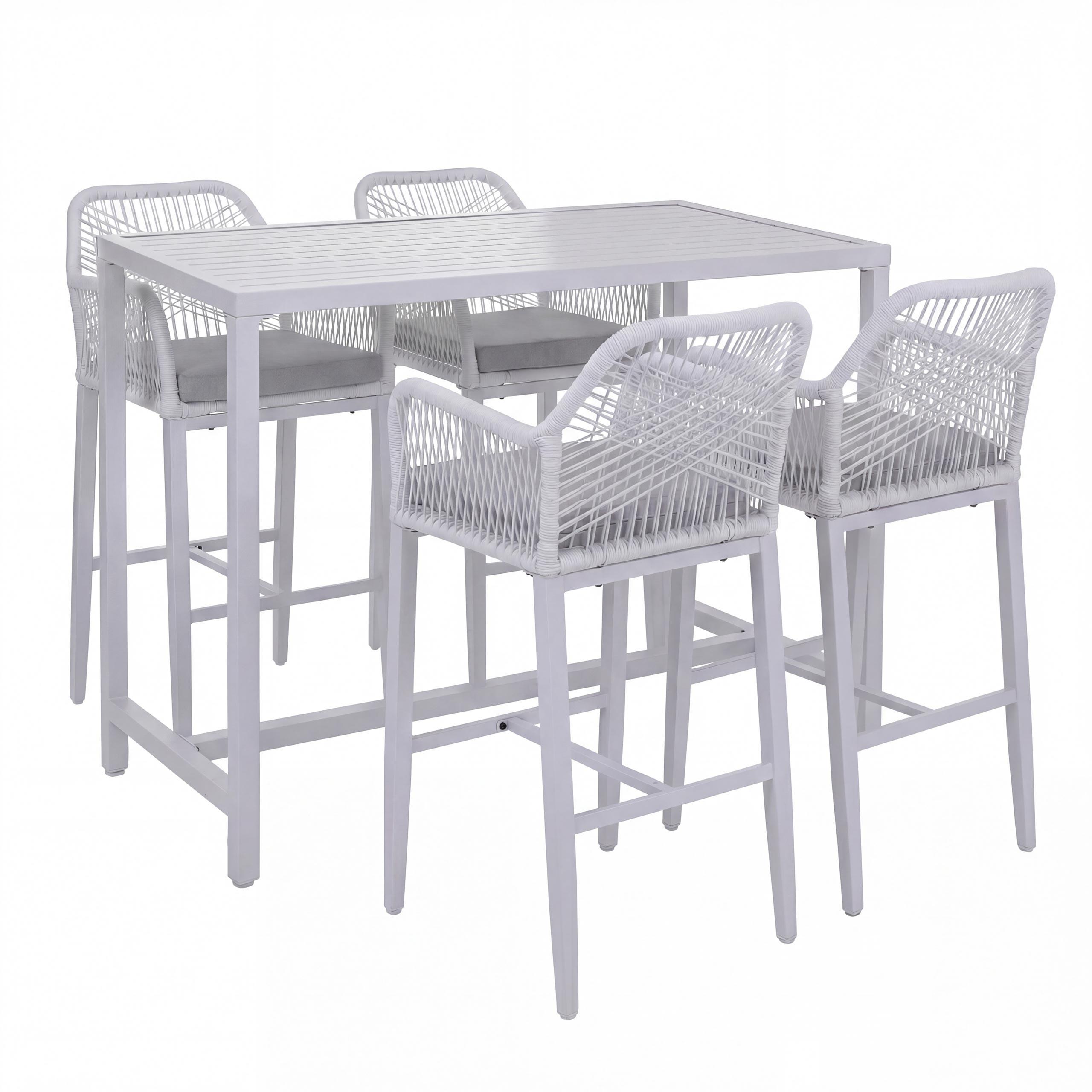 SET BARTISCH + BARHOCKER eckig Grau 5er-Set - Grau, Metall (65/130/105cm) - MCW