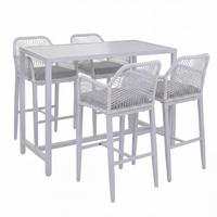 SET BARTISCH + BARHOCKER eckig Grau 5er-Set - Grau, Metall (65/130/105cm) - MCW