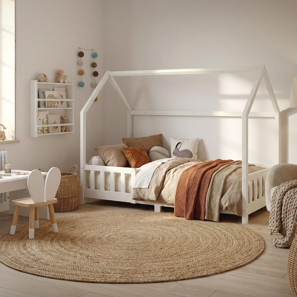 KINDERBETT 90x200 cm mit Matratze & Rausfallschutz Weiß aus Kiefernholz - Weiß, Holz (90/200cm) - ML-DESIGN